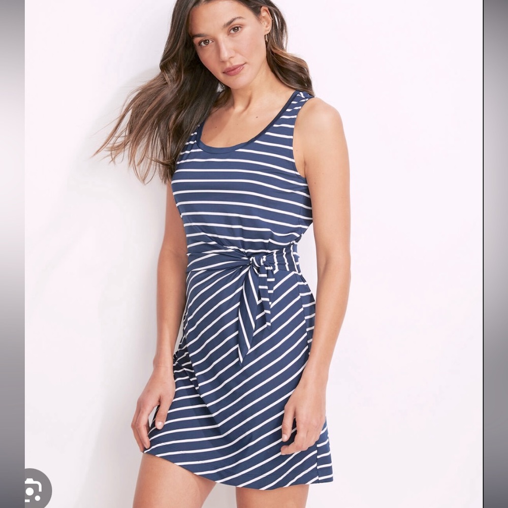 Vineyard Vines Performance | Stripe Sankaty Side Tie Tank Dress